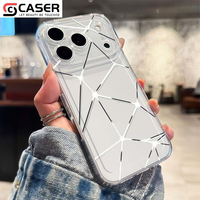 Coque de téléphone transparente antichoc à texture écran brisé, motif géométrique craquelé, protection pour iPhone 18/17/16 Pro Max