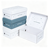 Boîte à chaussures en carton avec logo personnalisé, laminage noir mat, boîtes d'expédition en carton ondulé noires pour baskets, chaussures de sport, boîte en papier
