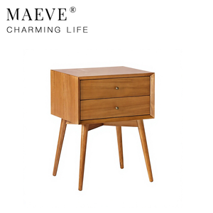 Nordic Wood <strong>Bedside</strong> <strong>Table</strong> <strong>Bedside</strong> Drawer <strong>Bedside</strong> Cabinet Nightstand Retro <strong>Teak</strong> Splayed Leg Two Drawer Bedroom End <strong>Table</strong> - Product Image 1