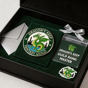 Pièce de jeu de table de collection personnalisée en émail dur plaqué argent, avec <span class=keywords><strong>dragon</strong></span> ailé vert UV et motif de <span class=keywords><strong>la</strong></span> Forteresse <span class=keywords><strong>du</strong></span> Château, thème fantastique, à visser - Product Image 2