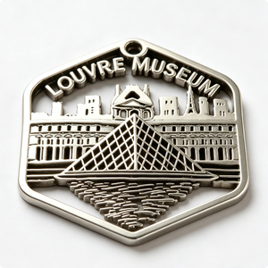 Broche en métal du Musée du Louvre, plaquée argent, design pyramidal, breloque souvenir, forme irrégulière, moulage sous pression en alliage de zinc - Product Image 3
