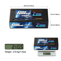 Zeee-batería Lipo 2S, 7,4 V, 5000mAh, 100C, carcasa rígida con conector decanos para vehículos a escala 1/10 RC, coches, camiones y barcos