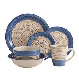 Service de table moderne de luxe en grès écologique de 32 pièces, design élégant peint à la main, comprend des assiettes à dessert - Product Image 1