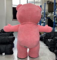 Prix de gros - Costume de mascotte géant gonflable en forme d'ours en peluche rose personnalisé de 3 m pour restaurant, pour adulte