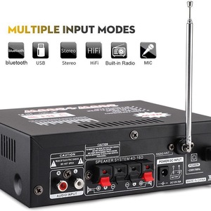 <b>Mini</b> Amplifier BT-258A 300Wx2 5.0 With Remote Dual <b>Mic</b> FM USB For Home Audio - Product Image 4