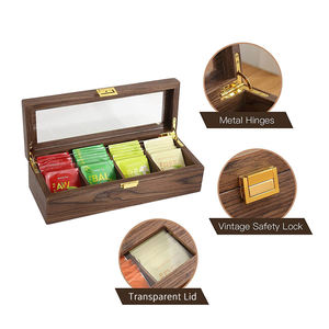 Saco de café do bolo da lua requintada, saco de chá do bolo de lua requintada, tampa transparente, caixa de armazenamento de madeira com fechadura - Product Image 4