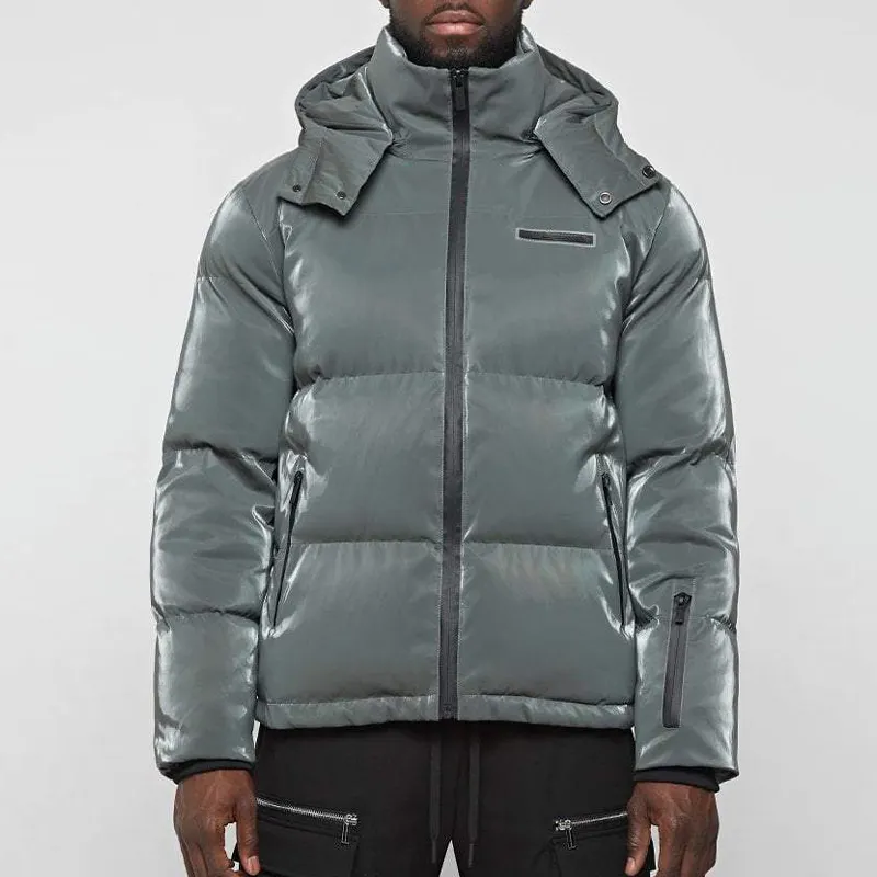 2022 Gepolsterter Mantel Unisex Logo Cotton Designer Oem Hochwertige übergroße Winter blase Custom Herren Shiny Puffer Jacket Herren