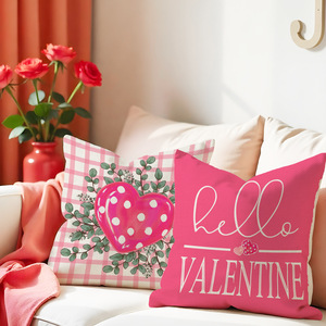 Set di <span class=keywords><strong>Federe</strong></span> Rosa in Lino <span class=keywords><strong>con</strong></span> Lettere, Cuscini Decorativi per Divano, Arredamento Casa, Regalo per San Valentino - Product Image 2