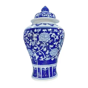 Керамические синие и белые фарфоровые вазы с запутанным узором лотоса Jingdezhen, роскошная ваза ручной работы