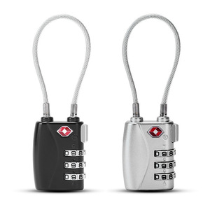 Cadenas à combinaison approuvé TSA 719 en alliage de zinc noir et argent, avec câble, pour valise – Sécurité de voyage - Product Image 1