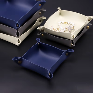 High Quality PU Leather <b>Foldable</b> Storage Tray with Japandi Design Easy to Clean for Cosmetics Jewelry Keys Home & Bar Use - Product Image 6