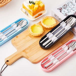 2024 Nieuwe Koreaanse Japanse 304 Roestvrij Staal Lepel Vork Eetstokjes Draagbare Outdoor Reis Bestek Set Met Koffer - Product Image 5