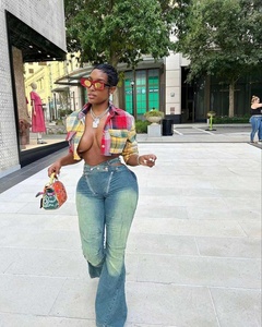 <span class=keywords><strong>Jeans</strong></span> a Zampa d'Elefante Pronti per la Spedizione, Taglie Forti S-2XL, Abbigliamento Autunnale da Boutique per Donne - Product Image 2