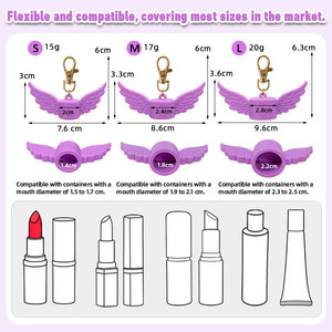 Portachiavi Trendy con Copertura in Silicone a Forma di Ali d'Angelo per Balsamo Labbra, Vendita all'Ingrosso Diretta dalla Fabbrica, Porta Cosmetici Personalizzabile, Tappo per Portachiavi Balsamo Labbra - Product Image 3