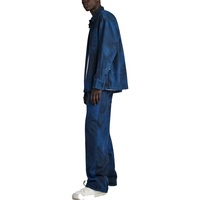 Vêtements blancs de Guangzhou ensembles de chemises en jean boxy pour hommes manteau et costume baggy délavés 2 pièces pour hommes vente en gros