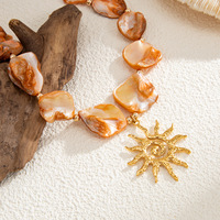 Collier pendentif étoile de mer en coquillage naturel plaqué or, style bohème, bijoux de plage, accessoires de mode estivale pour femmes, vente en gros