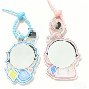 Nouveau porte-clés OEM personnalisé en plastique, mignon, mini miroir cosmétique portable, breloque pour maquillage - Product Image 6