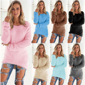 Pull ample à manches longues pour femmes, chandail chaud tricoté - Product Image 3