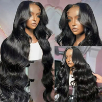 Peluca de Cabello Humano Natural Vietnamita con Frente de Encaje, Ondulada, para Mujeres Negras, Pre-Desplumada con Cabello de Bebé, Color Natural