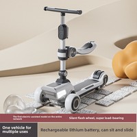 Trottinette électrique rechargeable multifonctionnelle pour enfants, grande taille, avec cadre en métal, trois roues, design pliable