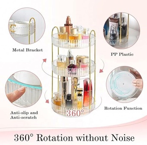 ที่จัดเครื่องสำอางแบบหมุนได้ ขัดเงา สำหรับโต๊ะเครื่องแป้ง ชั้นวางเครื่องสำอางแบบหมุน ความจุขนาดใหญ่ สำหรับวางบนเคาน์เตอร์ในห้องน้ำ - Product Image 5
