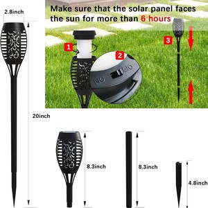 Luces Solares de Jardín con Forma de Llama, Lámparas LED de Estaca para Exteriores, para Césped, Patio, Camino - Product Image 3