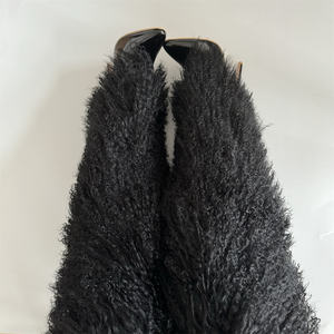 Seksi bayanlar podyum diz-yüksek çizme kış moda parti rahat sokak uzun çizme sivri moğol kürk kürklü modeli Stilettos - Product Image 3