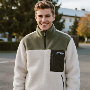 Áo thun nam chất liệu cotton thu đông, kiểu dáng thể thao, cổ cao nửa khóa kéo, chất liệu nỉ <span class=keywords><strong>Sherpa</strong></span>, bán buôn số lượng lớn, thiết kế tùy chỉnh - Product Image 1