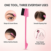 Brosse à sourcils double embout 3-en-1 en gros, brosse à cheveux rebelles, peigne à bordure, outil de toilettage en ABS et nylon, logo personnalisé OEM ODM B2B