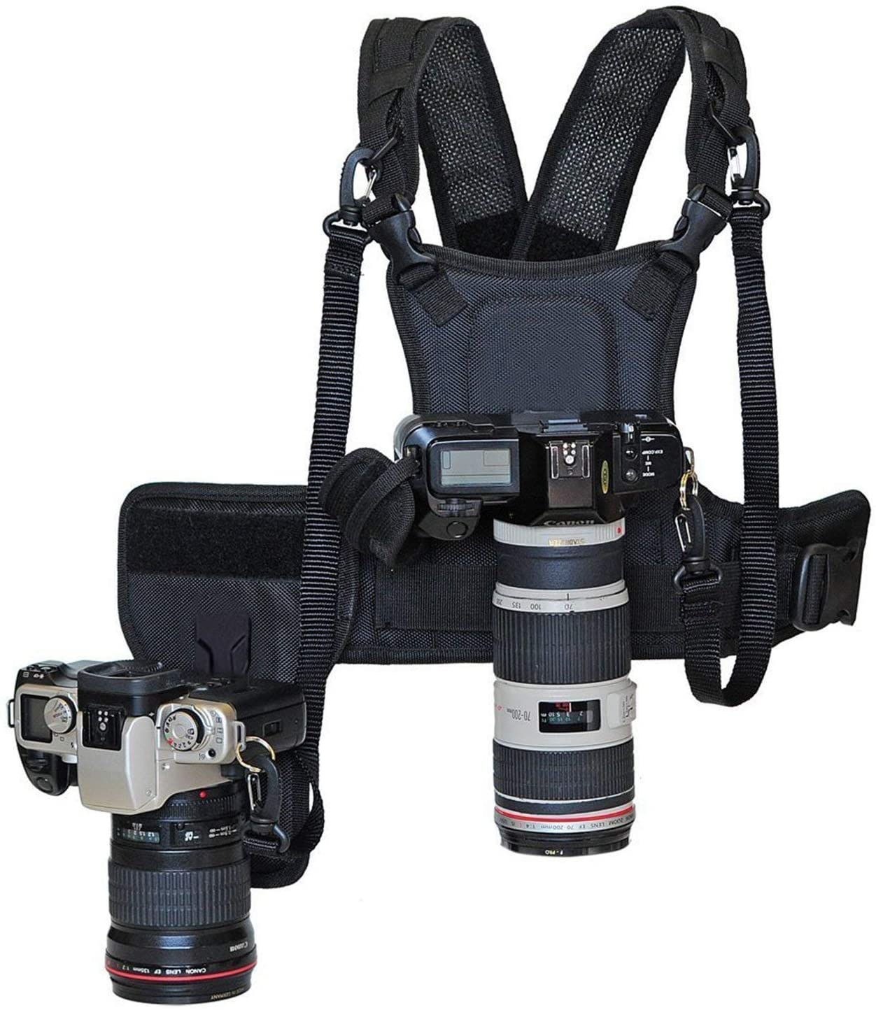 Dual Multi Macchina Fotografica Marsupio Petto Fascio di Maglia Lato Fondina Backup Cinghie di Sicurezza per le Fotocamere REFLEX Digitali Canon Nikon Sony Olympus Sigma