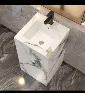 Lavabo de manos de superficie sólida de alta calidad, piedra sinterizada Artificial blanca, <span class=keywords><strong>encimera</strong></span> de lavabo de piedra de baño de 3mm - Product Image 6