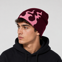Bonnet en tricot jacquard personnalisé à motif flamme, style Y2K streetwear, unisexe, pour l'hiver, fournisseur en gros OEM, marque privée