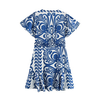 Robe courte d'été pour femmes, nouvelle mode imprimée, rétro, col en V, manches courtes, mini robe décontractée pour femmes