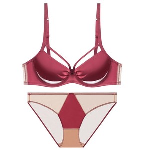 Ensemble de lingerie sexy en satin brillant ajouré pour femmes grandes tailles, soutien-gorge push-up à bretelles en soie de luxe et culotte - Product Image 6