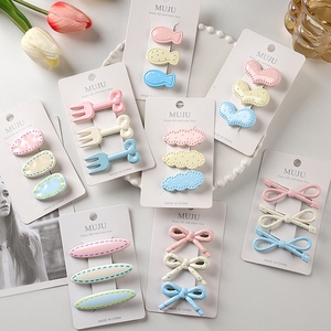 Set 3 Buah Jepit Rambut Warna-warni Gaya Kartu Hiasan Kupu-kupu Bahan Pita 5cm untuk Aksesoris Pita Rambut - Product Image 1