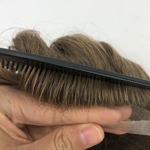 Emeda แฮร์พีชผมสีน้ำตาลอ่อนประดับลูกไม้ด้านหน้าระบบสำรองสำหรับ<span class=keywords><strong>ผู้ชาย</strong></span>วิกผมปลอมระบายอากาศได้ดีทำจากโพลี - Product Image 1