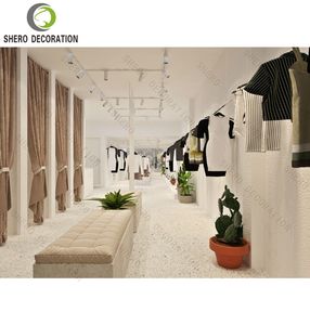 Conception d'intérieur de showroom sur mesure pour magasin de vêtements pour femmes, mobilier avec armoires de présentation de vêtements, étagères, vitrine de magasin - Product Image 3