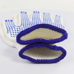 Guante punteado de algodón directo de fábrica Guantes de mano de trabajo antideslizantes Guantes punteados azules de construcción de soldadura - Product Image 6