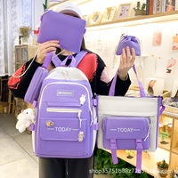 Ensemble de cinq pièces sac à dos grande capacité main étudiant école dames sac