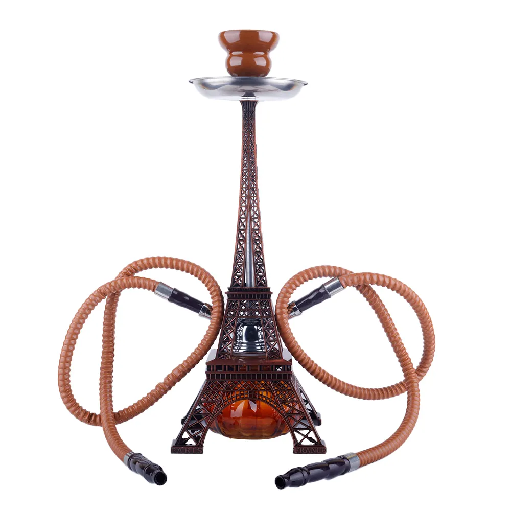 GT mới đến nhà máy bán buôn cổ điển 2 ống xách tay hookah thiết kế mới Shisha 28cm Eiffel tháp hình dạng phụ kiện hút thuốc