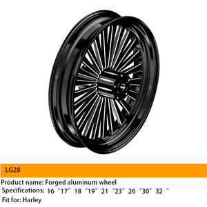 Jante de moto en aluminium forgé 19 21 23 26 30 32 x 3,5 pouces 6061 T6 Noir brillant haute brillance Nouvelle pour Harley Touring Retrofit - Product Image 1