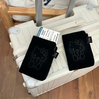 Dompet Penyimpanan Dokumen Multifungsi Bergaya Instagram, Tempat Kartu Tiket Pesawat, Tempat Paspor Kartun Kucing, Tanpa Penutup