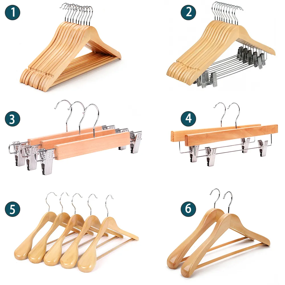 19 Years Manufacture Free sample Wooden suit Hangers Low MOQ Wood Hangers for Cloths  Clothes Wooden hanger