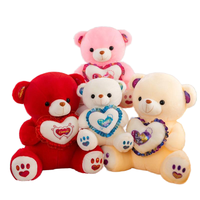 Vente en gros de peluches pour la Saint-Valentin, peluches personnalisées mignonnes avec lumière LED, ours en peluche, jouets en peluche, cadeau d'anniversaire pour filles