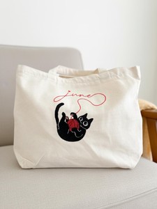 Sac fourre-tout en <span class=keywords><strong>toile</strong></span> personnalisé avec chat noir brodé, sac cadeau personnalisé avec nom, sacs de shopping - Product Image 1