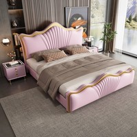 Luxuriöses Modernes Weiches Kunstleder Kiefernholz King Queen Size Montiertes Aufbewahrungs-Boxspringbett Hochwertiges Schlafzimmermöbel