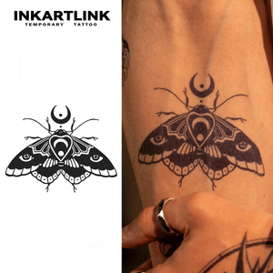 Großhandel Realistische Mystische Motten-Mond Semi-Permanente Tattoo-Aufkleber Langanhaltend <span class=keywords><strong>2</strong></span> Wochen 15 Tage Körperkunst für Männer Frauen Arm - Product Image 1