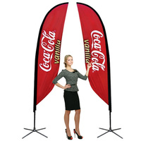 Drapeau plume de plage extérieur en gros, personnalisé, avec base en croix, mât en aluminium, en polyester, simple/double face