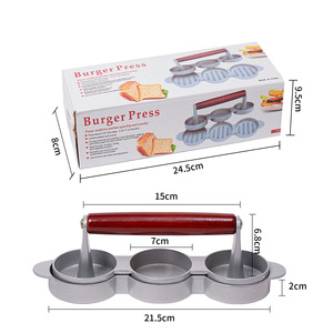 Presse à hamburgers en métal antiadhésive pour la cuisine avec poignée en bois, presse à galettes de hamburgers, antiadhésive et facile à nettoyer, pour faire des hamburgers - Product Image 5
