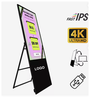 Affichages numériques LCD pliables gratuits pour centres commerciaux, écrans publicitaires CMS 2K 4K 43 pouces sur pied, affichage de bienvenue